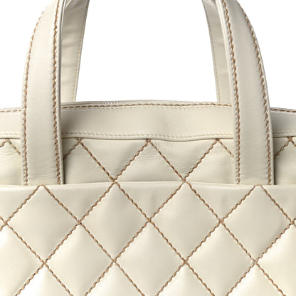 Chanel Calfskin Wild Stitch Top Handle Bag White 14 of 24