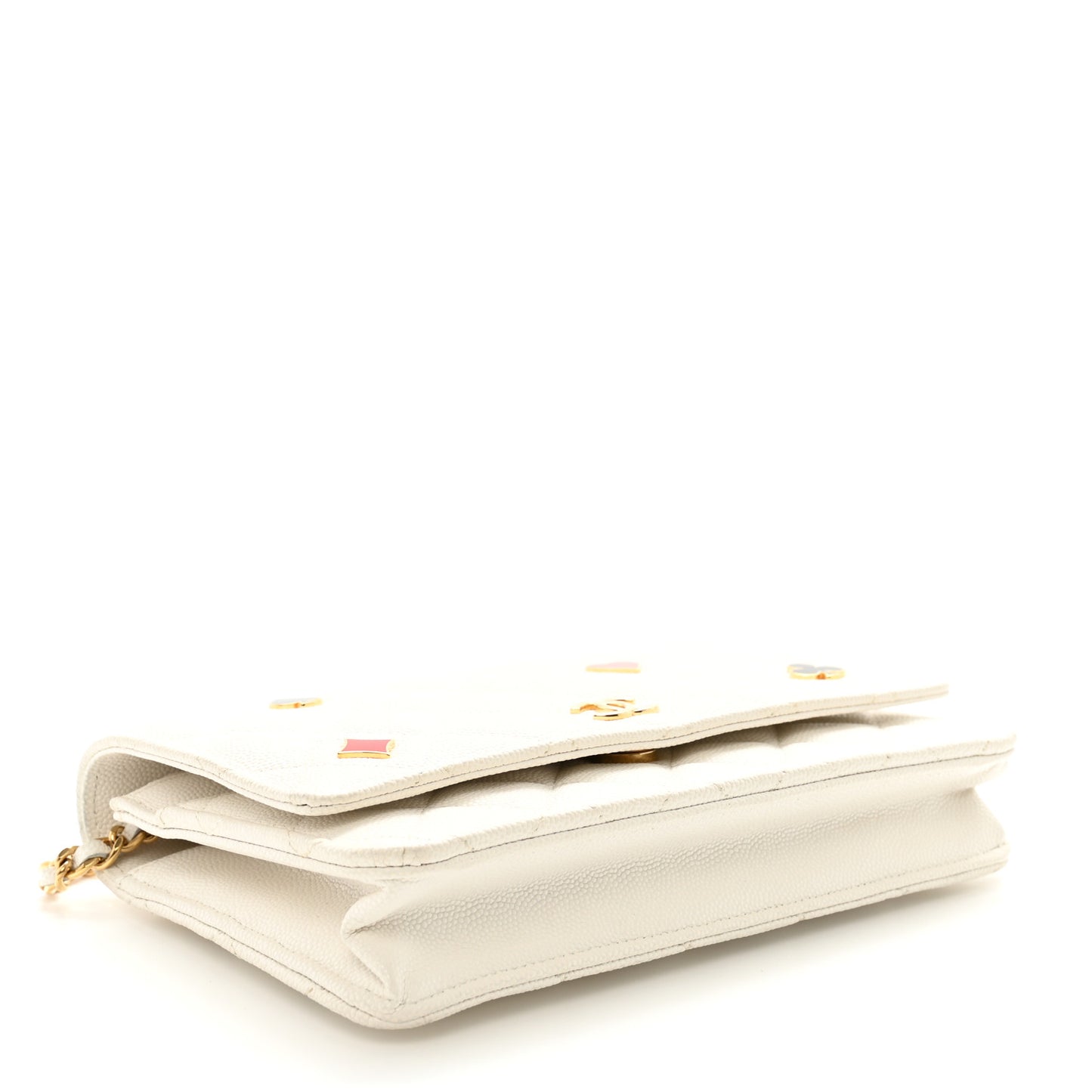 Caviar Quilted Enamel Coco Casino Wallet On Chain WOC White