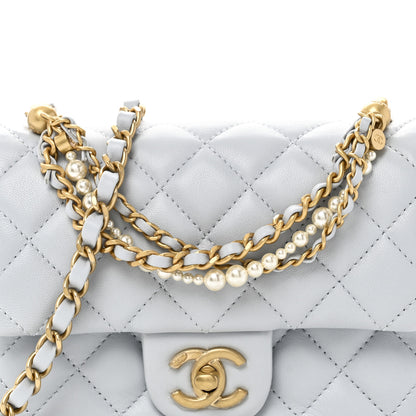 Chanel Shiny Lambskin Quilted Pearl Twist Mini Square Flap Light Blue 8 of 10