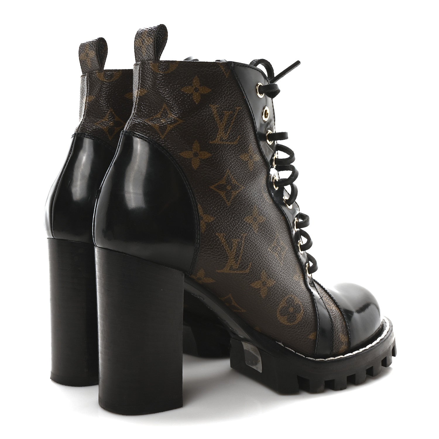 Louis Vuitton Patent Calfskin Monogram Star Trail Ankle Boots 38.5 Black 5 of 9