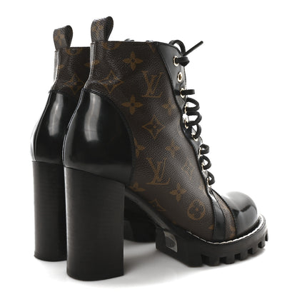 Louis Vuitton Patent Calfskin Monogram Star Trail Ankle Boots 38.5 Black 5 of 9