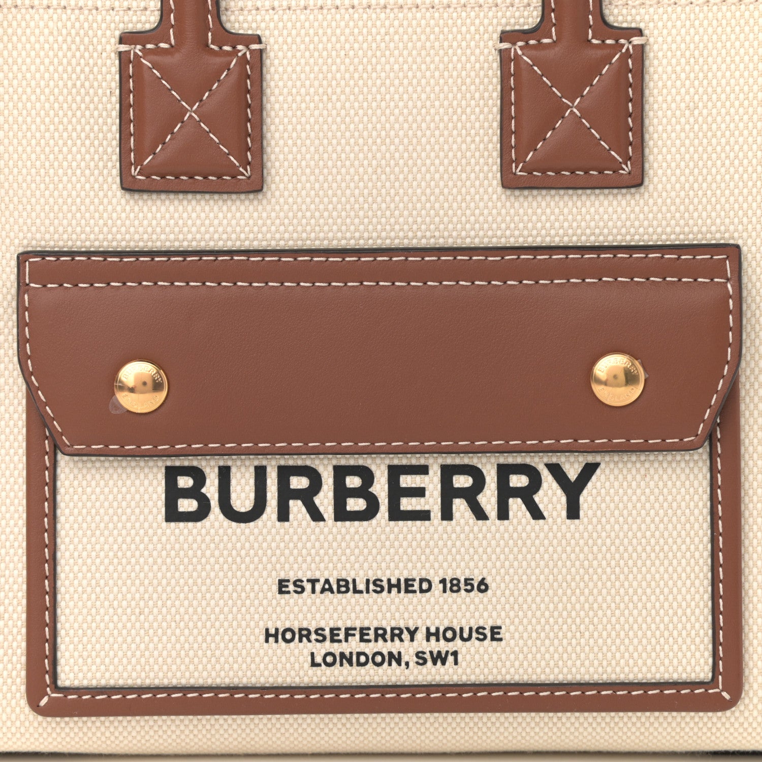 Burberry Canvas Smooth Calfskin Mini Two Tone Freya Tote Brown 8 of 10
