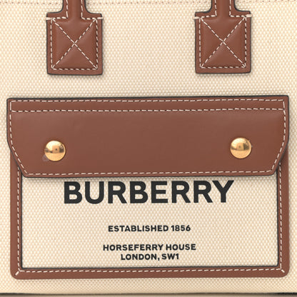 Burberry Canvas Smooth Calfskin Mini Two Tone Freya Tote Brown 8 of 10