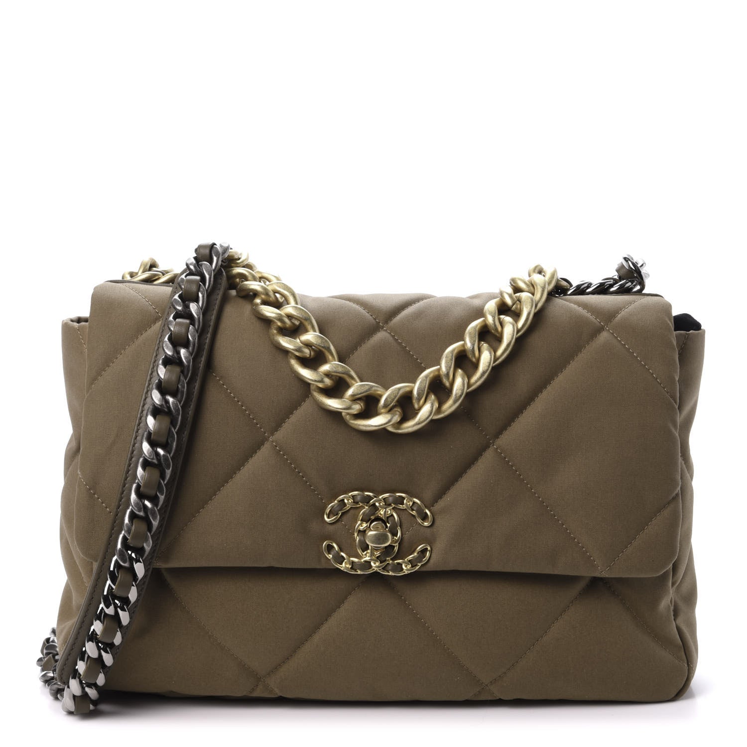 Chanel Canvas Quilted Large 19 Flap Bronze 1 of 12