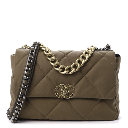 Chanel Canvas Quilted Large 19 Flap Bronze 1 of 12