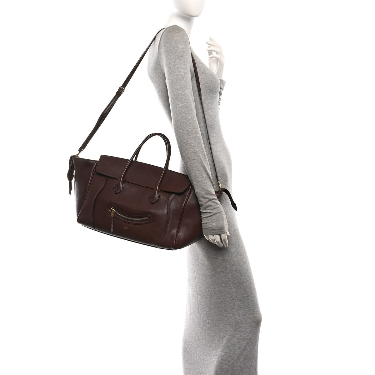 Celine Supple Shiny Lambskin Medium Smiling New Luggage Brick 2 of 9