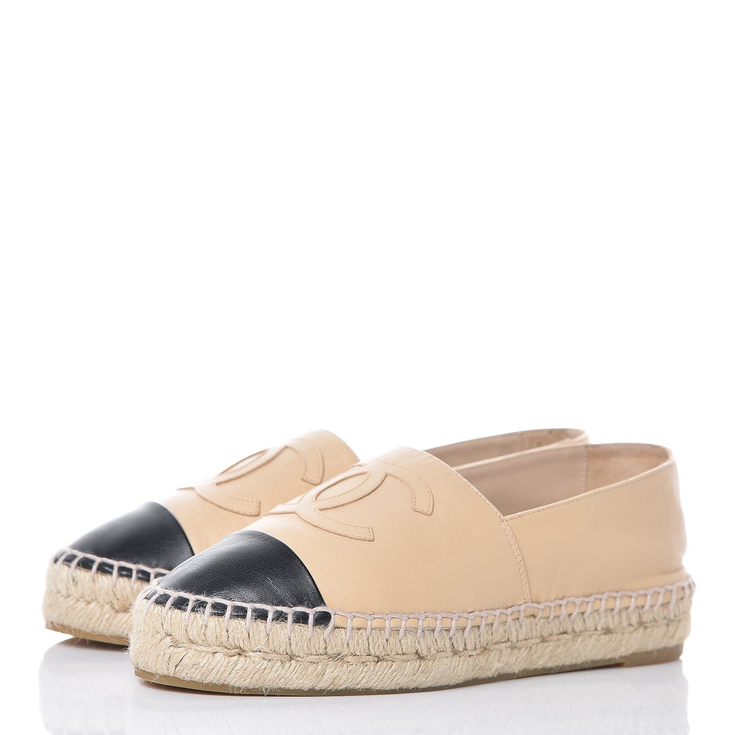 Lambskin CC Espadrilles 35 Beige Black