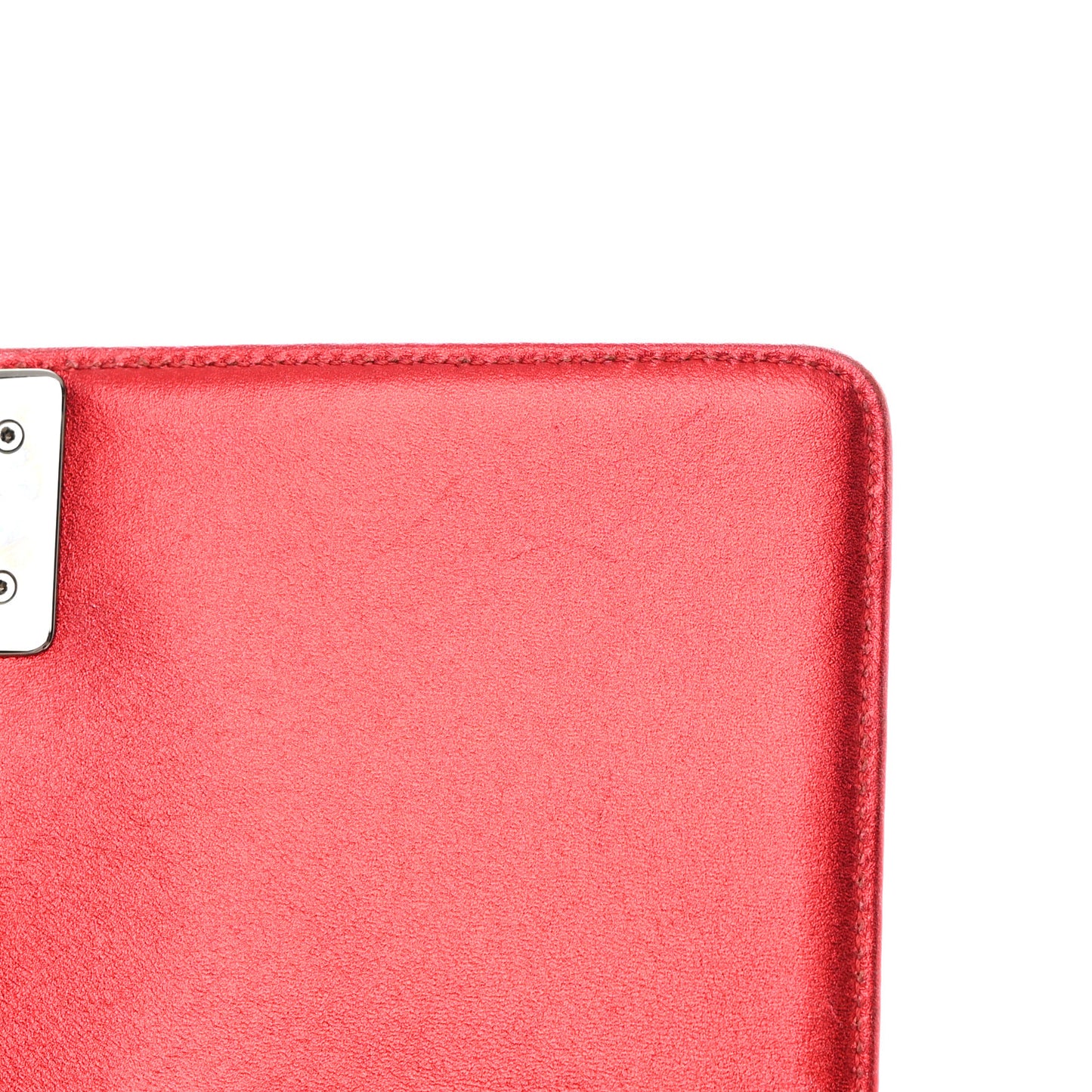 Metallic Patent Calfskin Quilted Medium Boy Flap Red