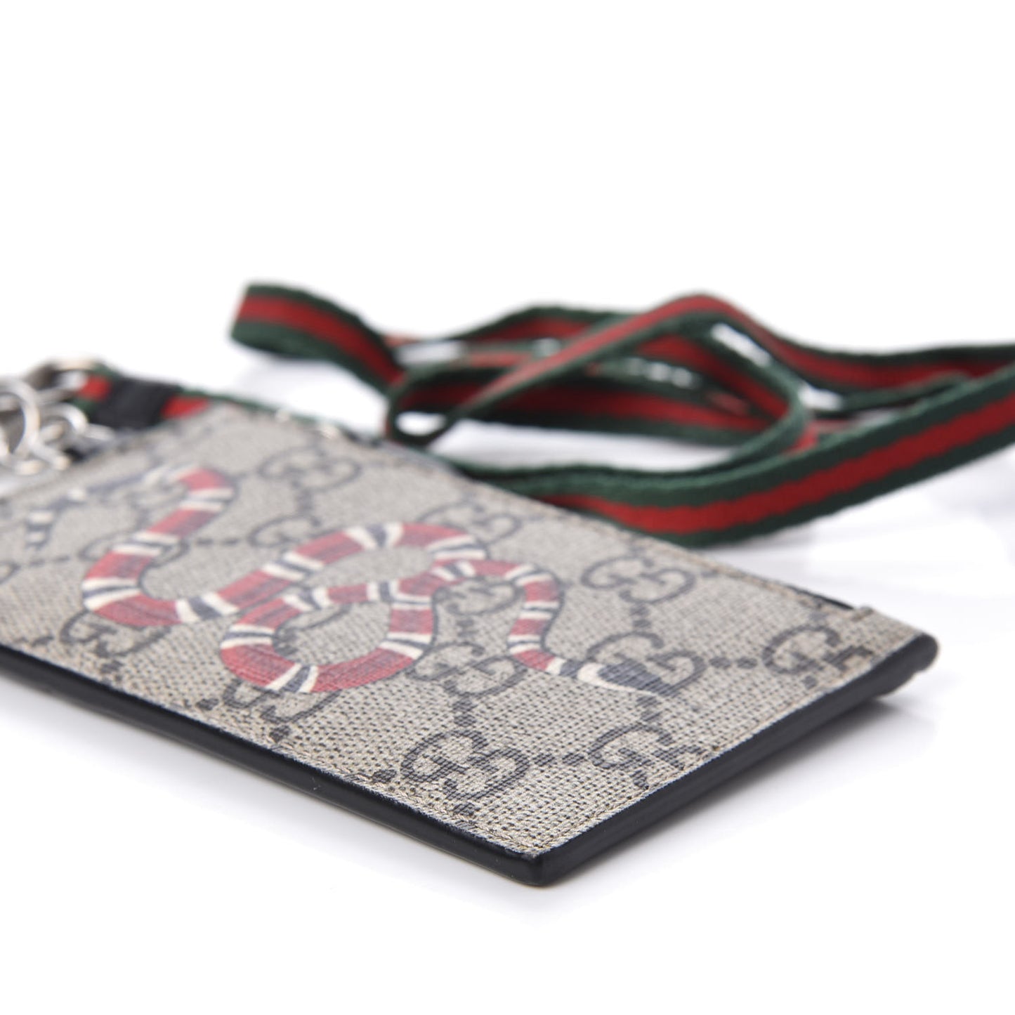 GG Supreme Monogram Kingsnake Lanyard Coin Case Card Holder