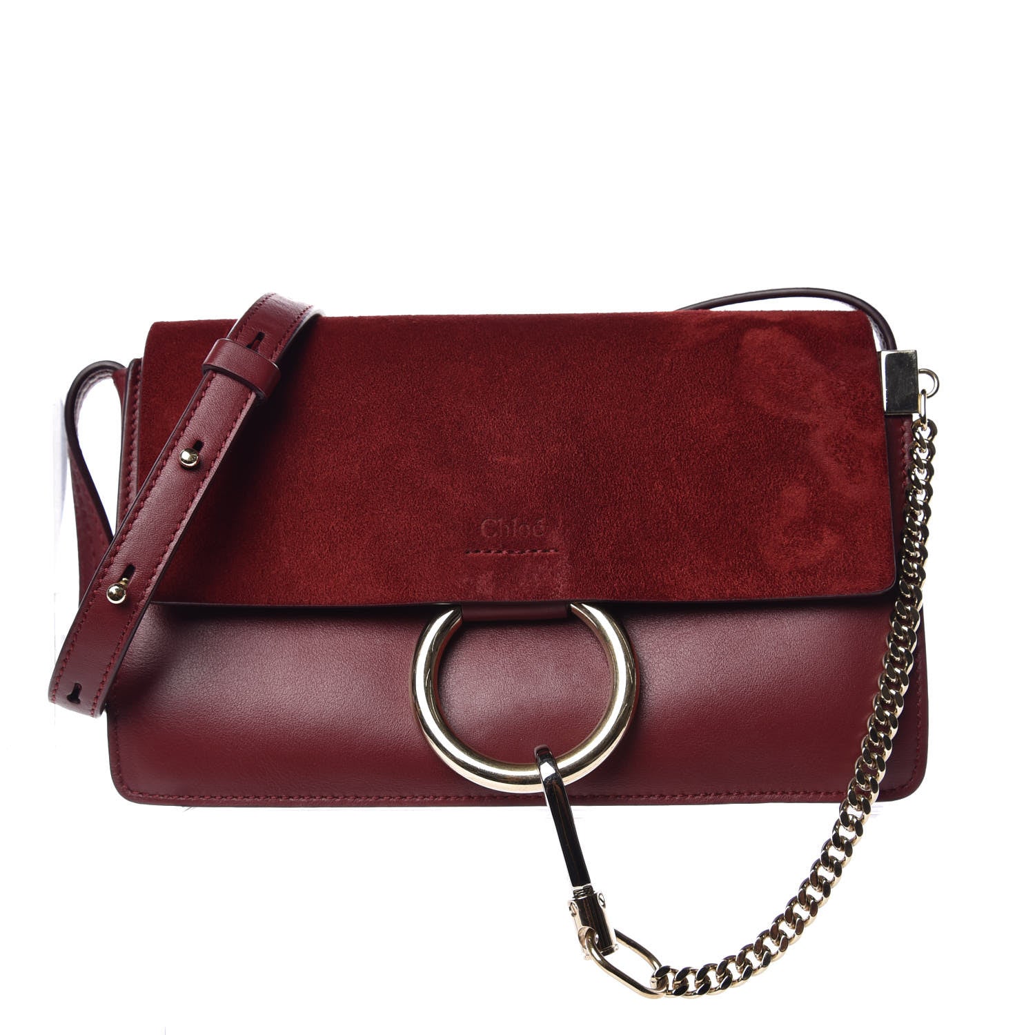 Chloe Suede Calfskin Small Faye Shoulder Bag Plum Purple 1 of 8