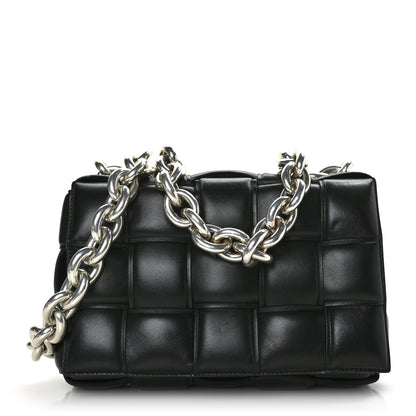 Bottega Veneta Lambskin Maxi Intreccio Padded Chain Cassette Crossbody Bag Black 1 of 8