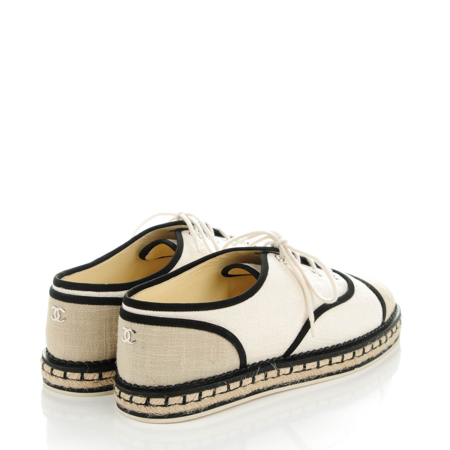 Chanel Cotton Lace Up Espadrilles 41 Light Beige 4 of 8