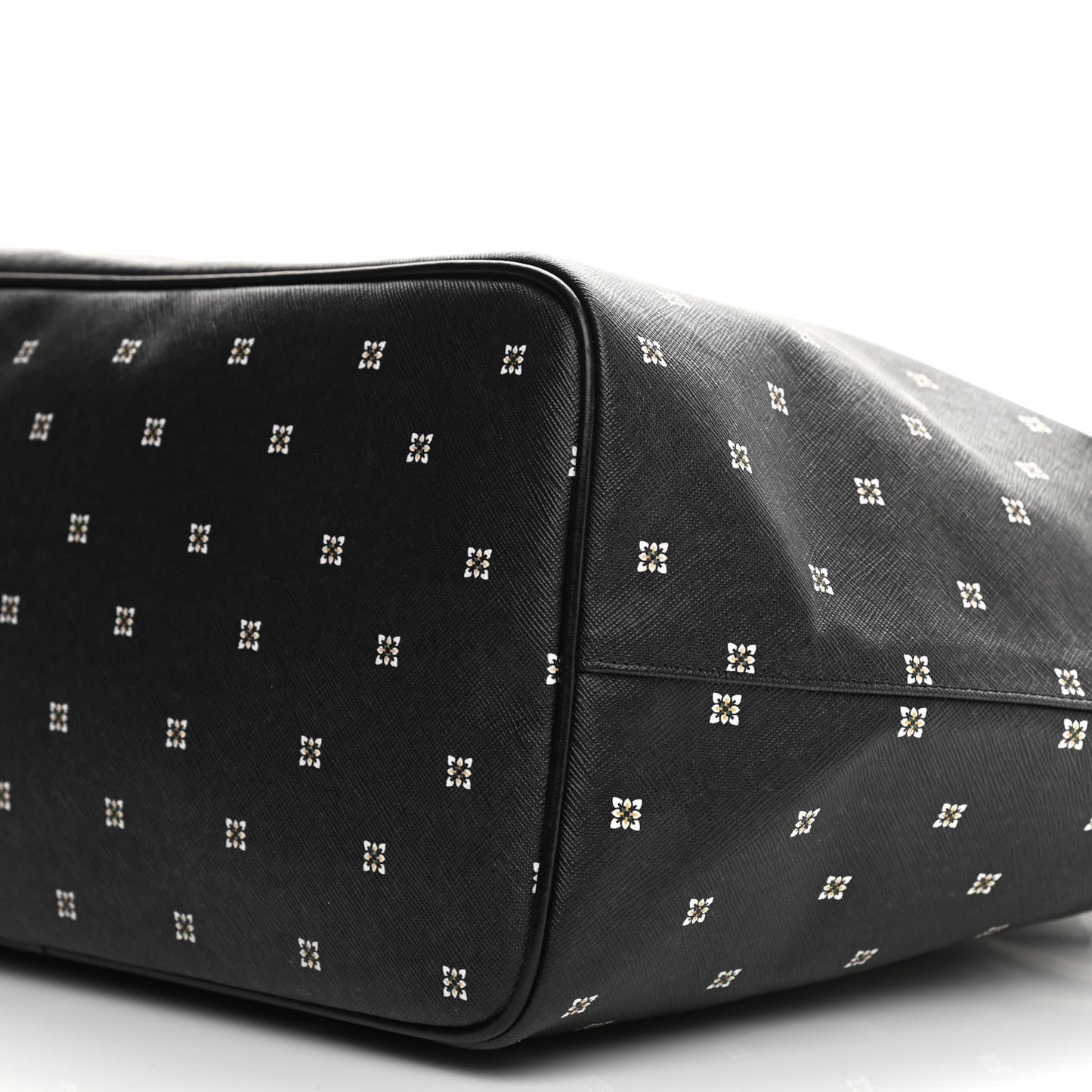 Textured Coated Canvas Print Large Antigona Tote Black
