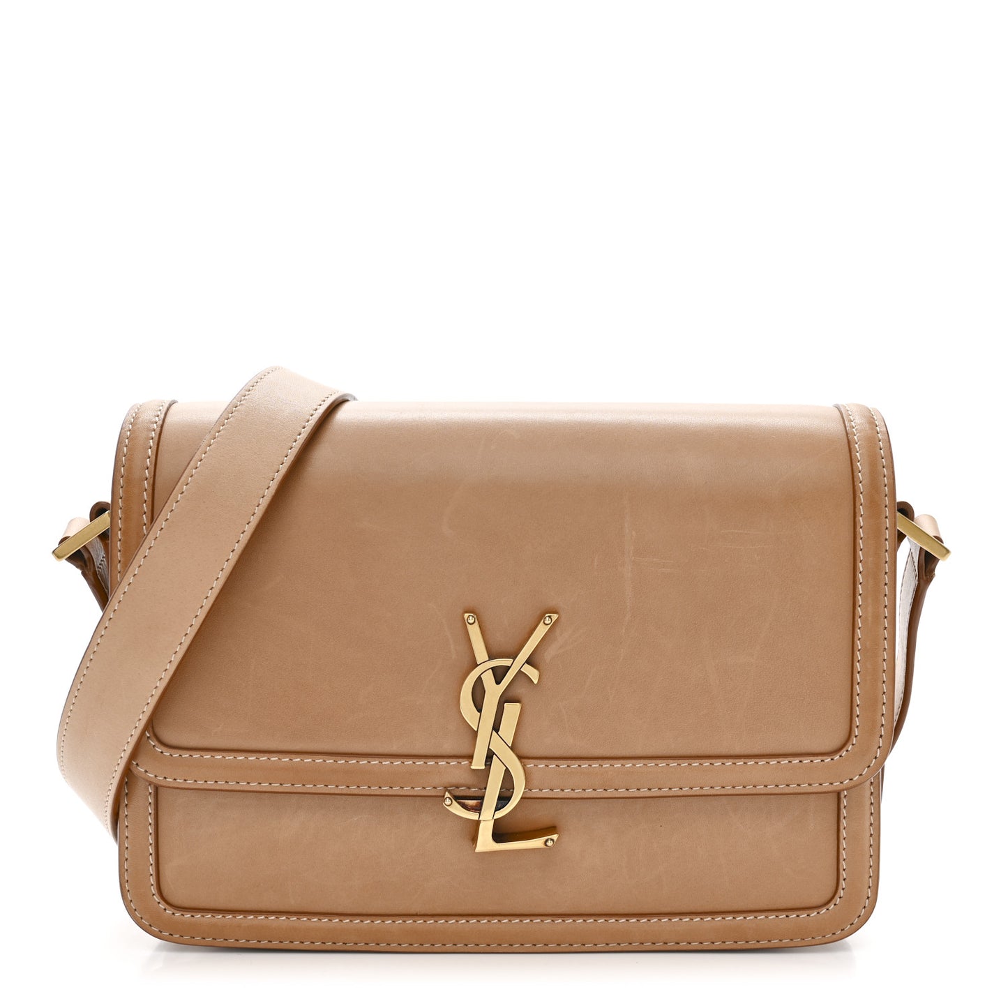 Box Calfskin Monogram Medium Solferino Satchel Natural Tan