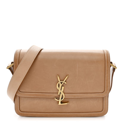 Saint Laurent Box Calfskin Monogram Medium Solferino Satchel Natural Tan 1 of 13