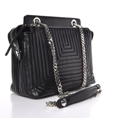 Fendi Shiny Nappa Trapuntata Small DotCom Click Chain Satchel Black 3 of 8
