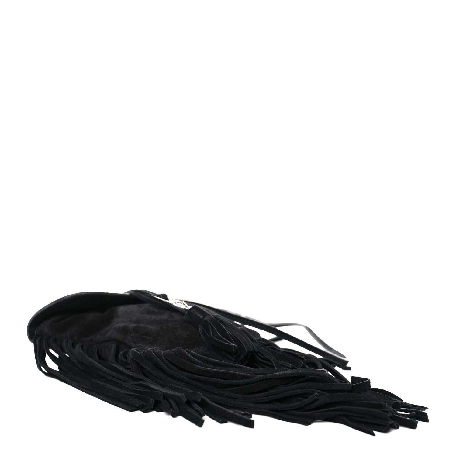 Saint Laurent Suede Fringe Toy Monogram Anita Crossbody Bag Black 4 of 12