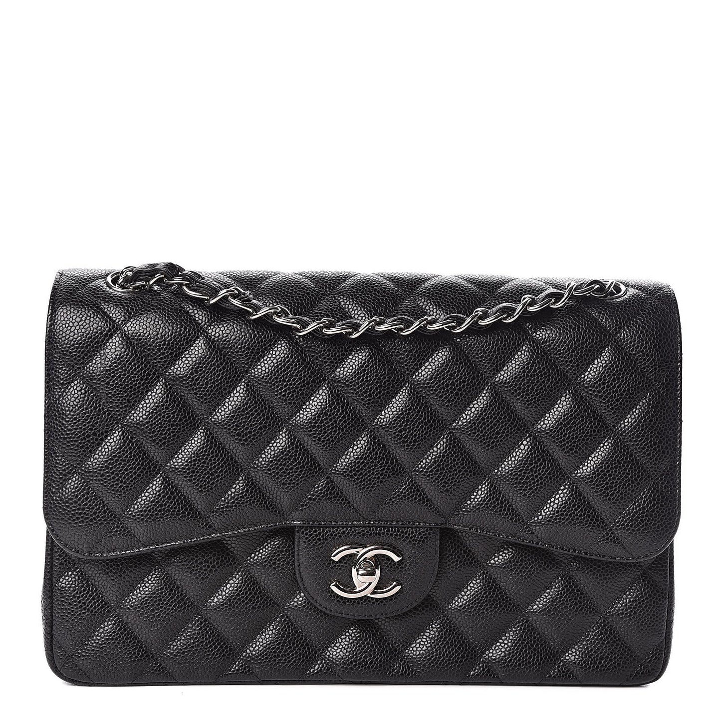 Caviar Quilted Jumbo Double Flap Black