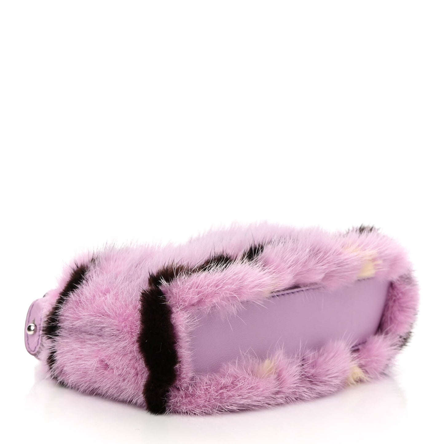 Mink Fur Shiny Nappa Chess Print Micro Peekaboo Iconic Satchel Lavanda Multicolor
