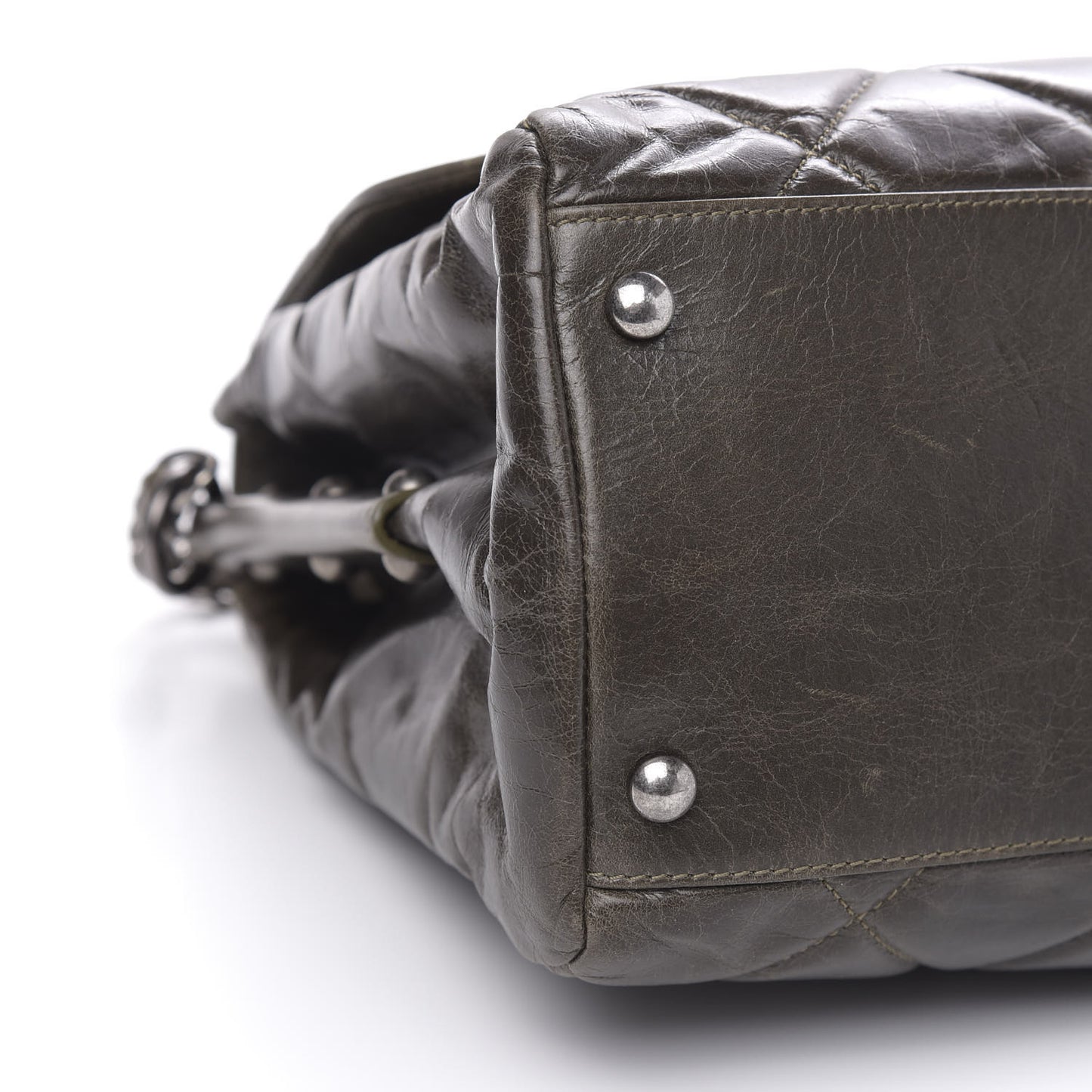 Glazed Calfskin Boy Satchel Flap Dark Grey