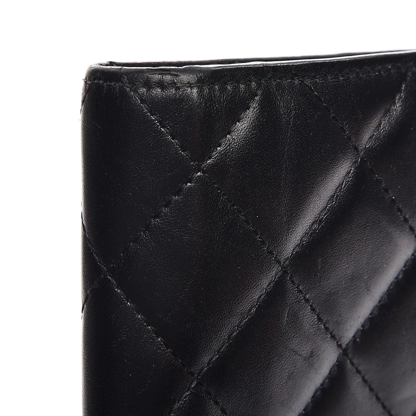Calfskin Quilted Cambon Yen Wallet Black