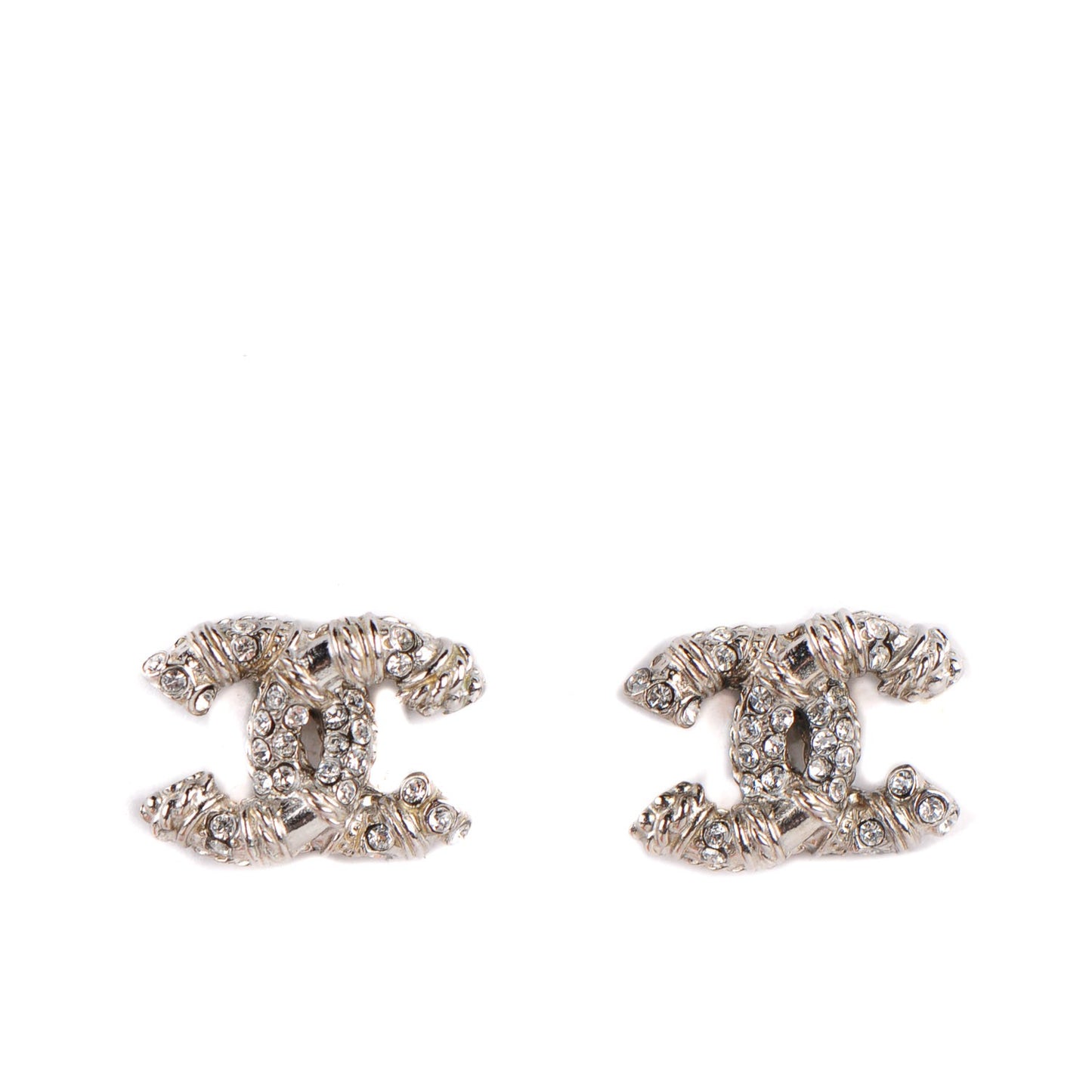 Crystal CC Twisted Earrings Silver