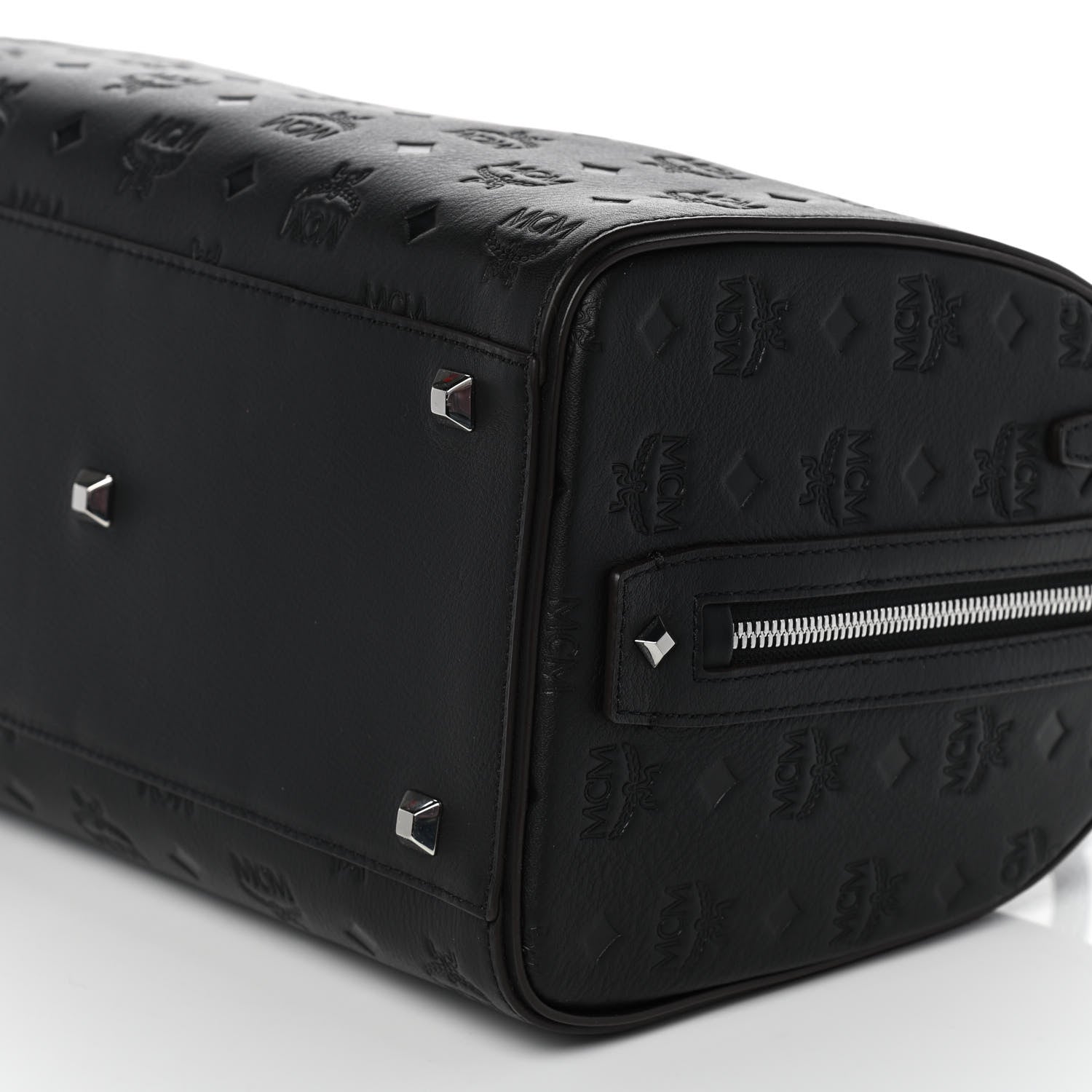 MCM Calfskin Ottomar Monogram Essential Boston Bag Black 10 of 10