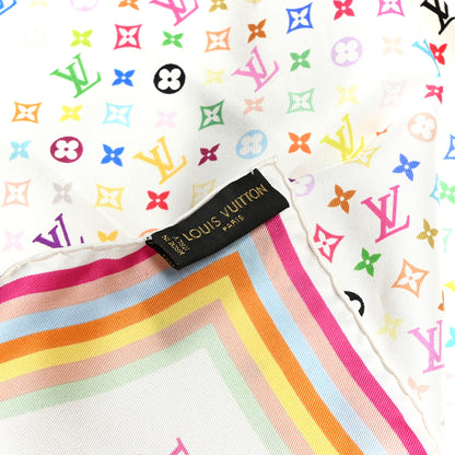 Louis Vuitton Silk Monogram Multicolor Scarf White 5 of 8