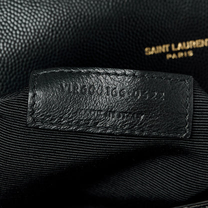 Saint Laurent Grain De Poudre Textured Mixed Matelasse Large Triquilt Monogram Satchel Black 8 of 11