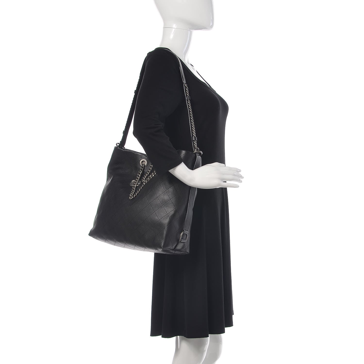 Chanel Calfskin Stitched Large Hobo Black 2 of 9