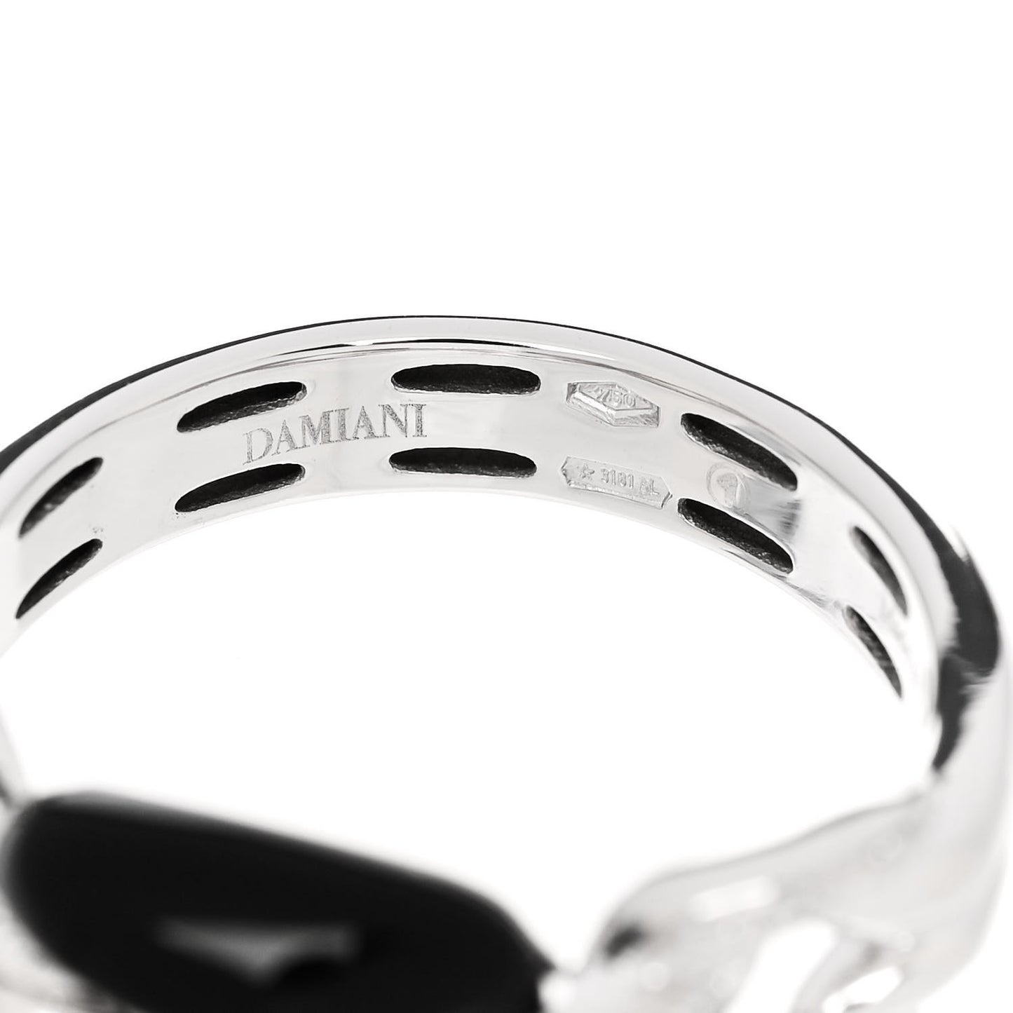 18K White Gold Diamond Ceramic D.Lace Ring 54 7 Black