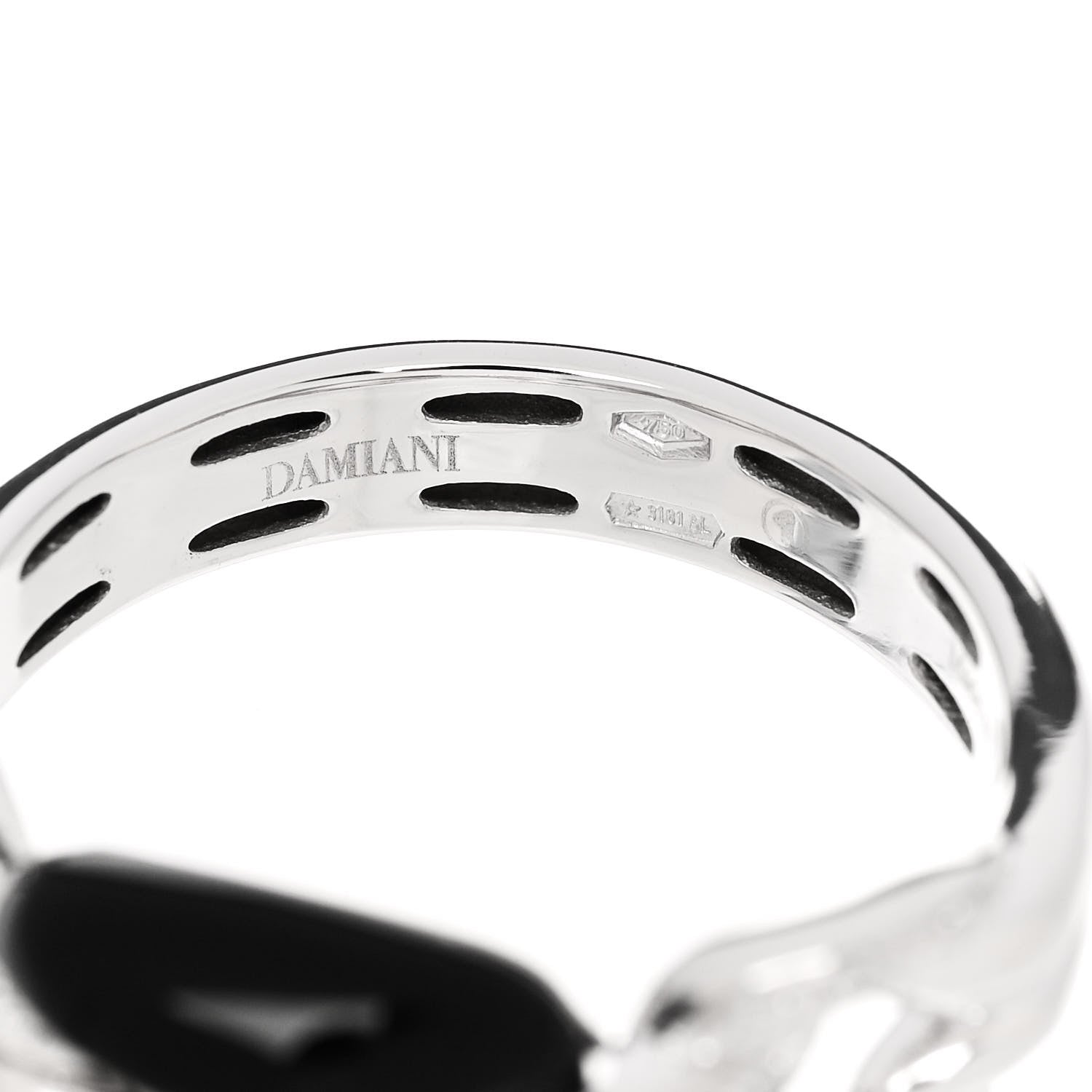 Damiani 18K White Gold Diamond Ceramic D.Lace Ring 54 7 Black 4 of 5