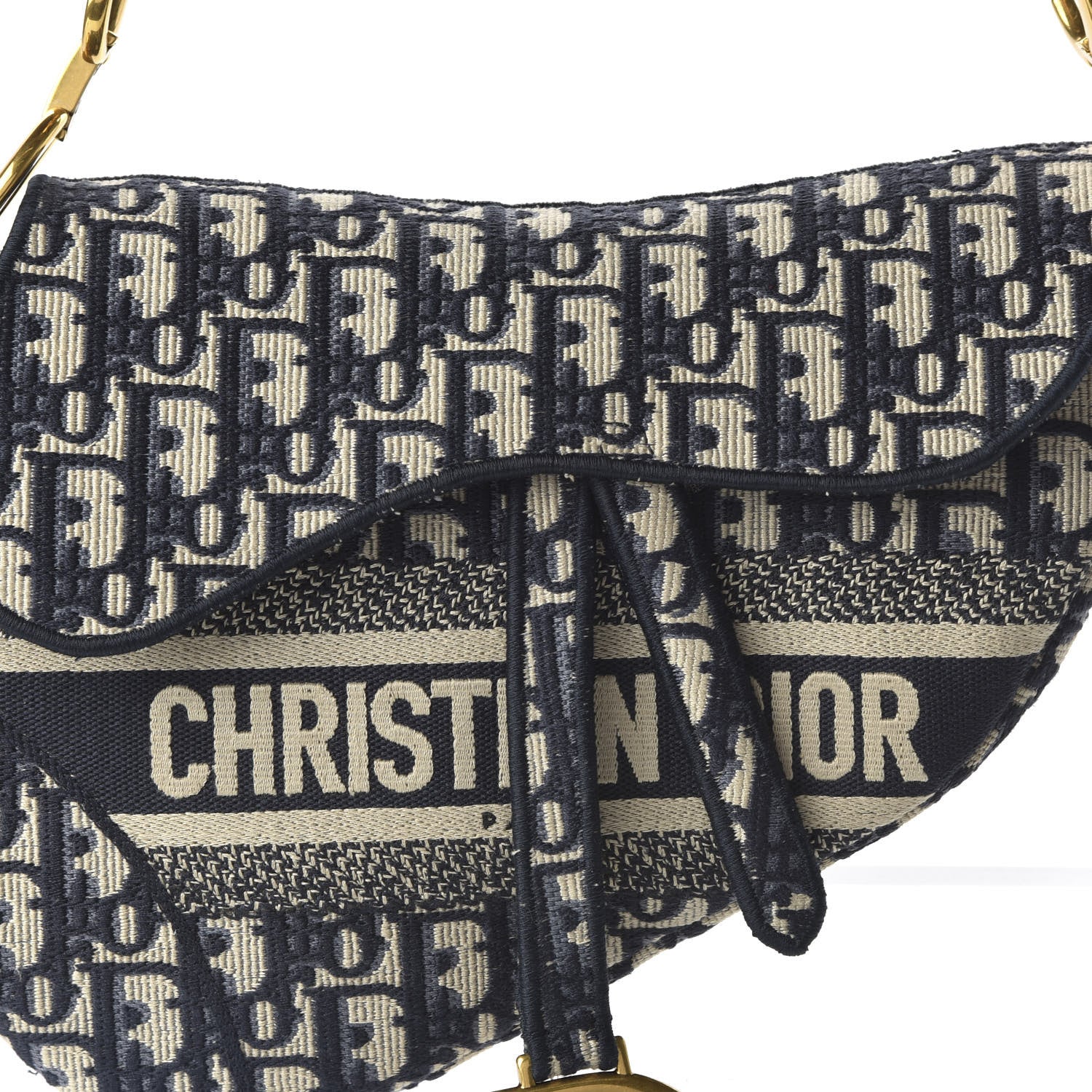 Christian Dior Oblique Embroidered Saddle Bag Blue 9 of 9