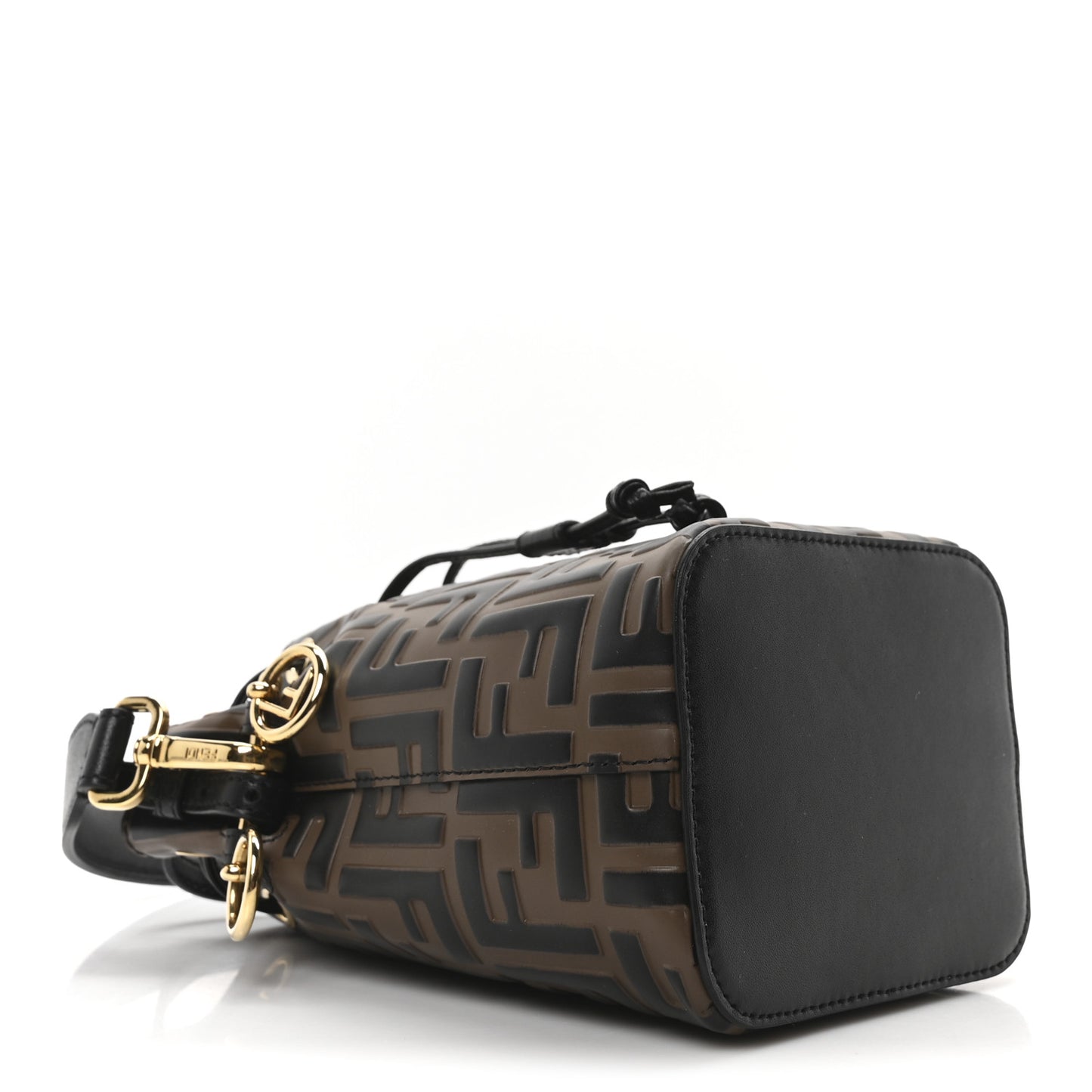 Vitello Liberty F is Fendi Bi-Color FF 1974 Embossed Mini Mon Tresor Bucket Bag Maya Black