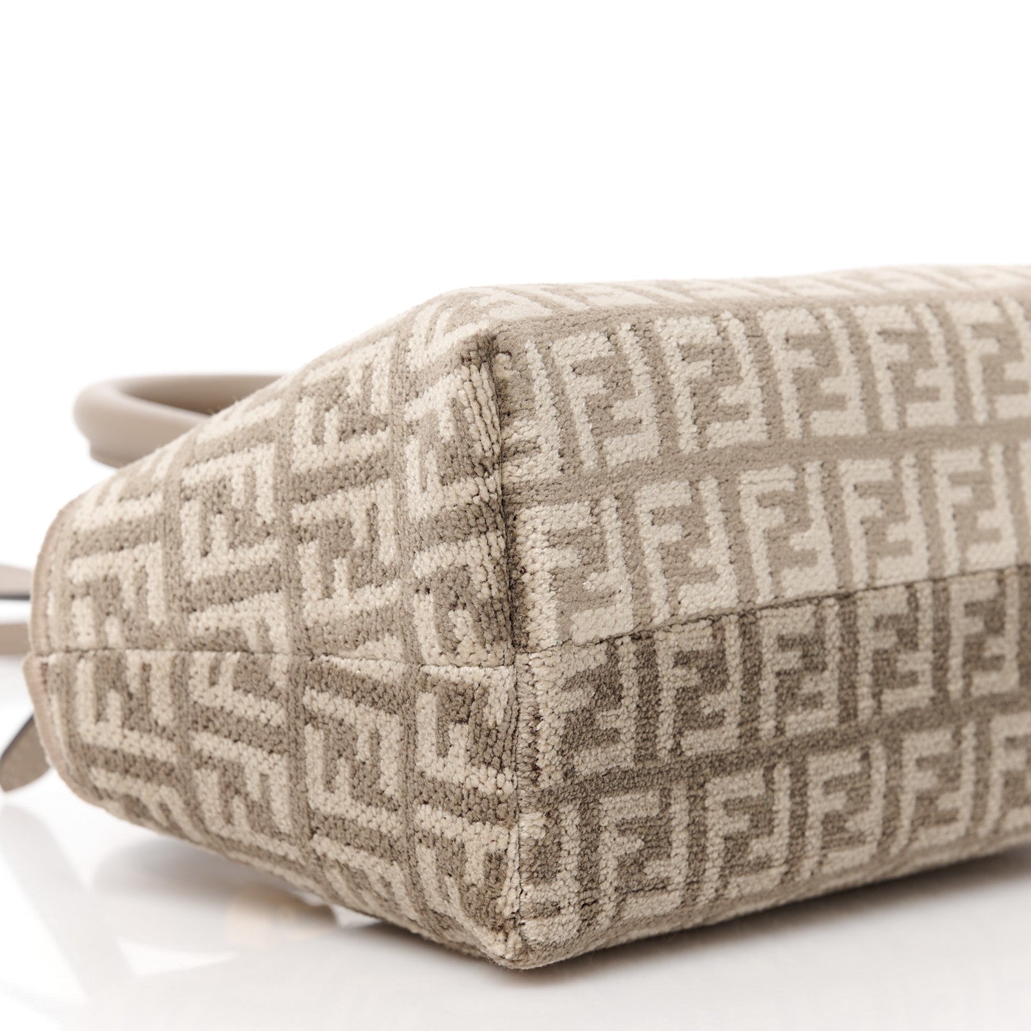 Fendi Chenille Vitello Micro FF Mini By The Way Top Handle Boston Bag Tortora Nuvola 9 of 10