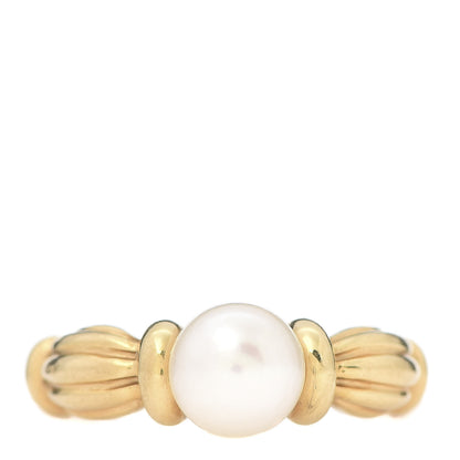 Tiffany 18K Yellow Gold Akoya Pearl 7mm Ring 51 5.75 1 of 5