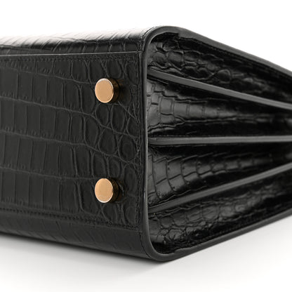Saint Laurent Calfskin Crocodile Embossed Baby Sac De Jour Black 10 of 14