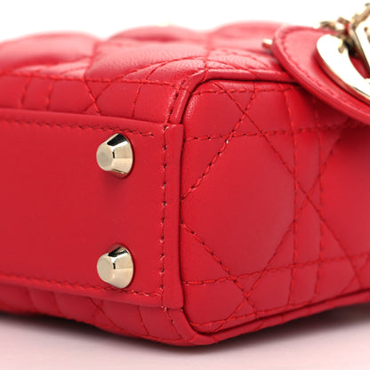 Christian Dior Lambskin Cannage Micro Lady Dior Red 10 of 10