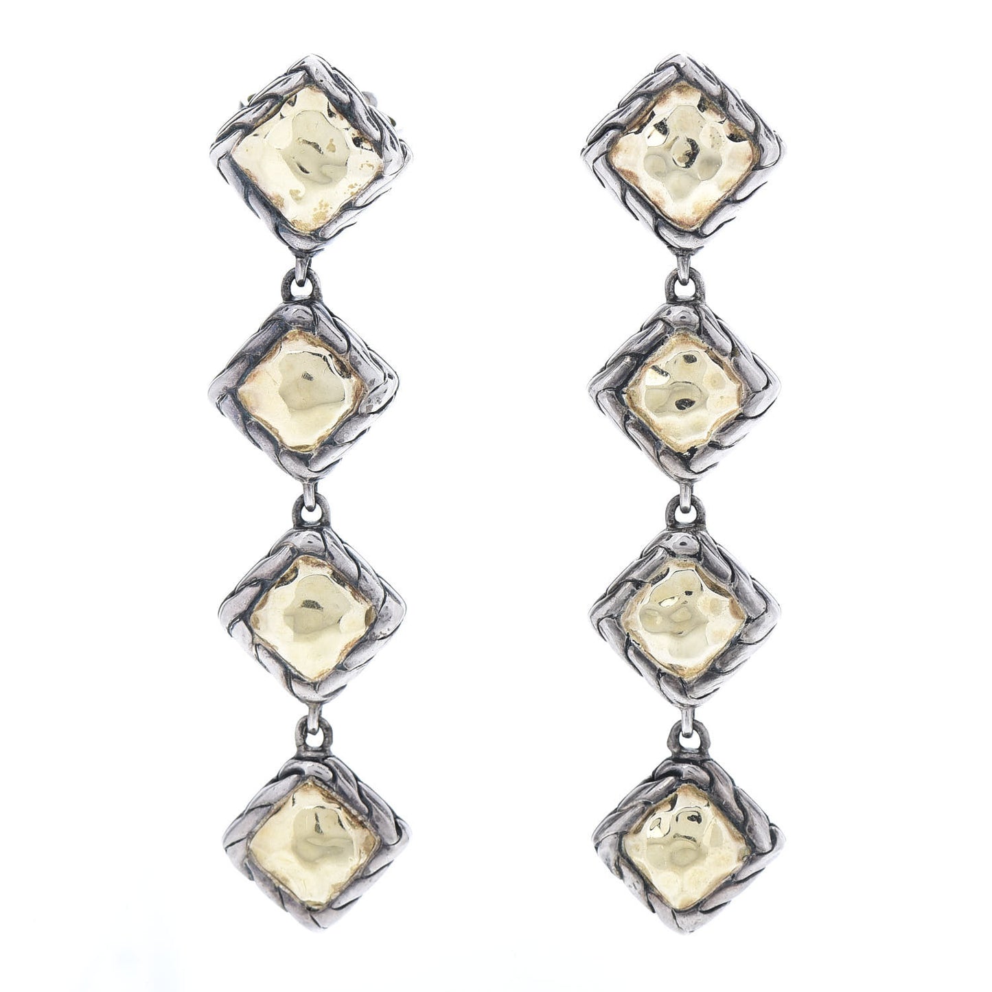 Sterling Silver 22K Yellow Gold Palu Square Drop Earrings