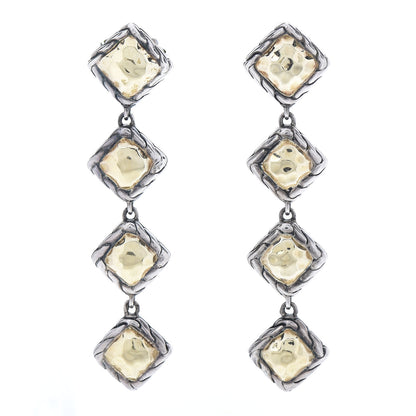 John Hardy Sterling Silver 22K Yellow Gold Palu Square Drop Earrings 1 of 5