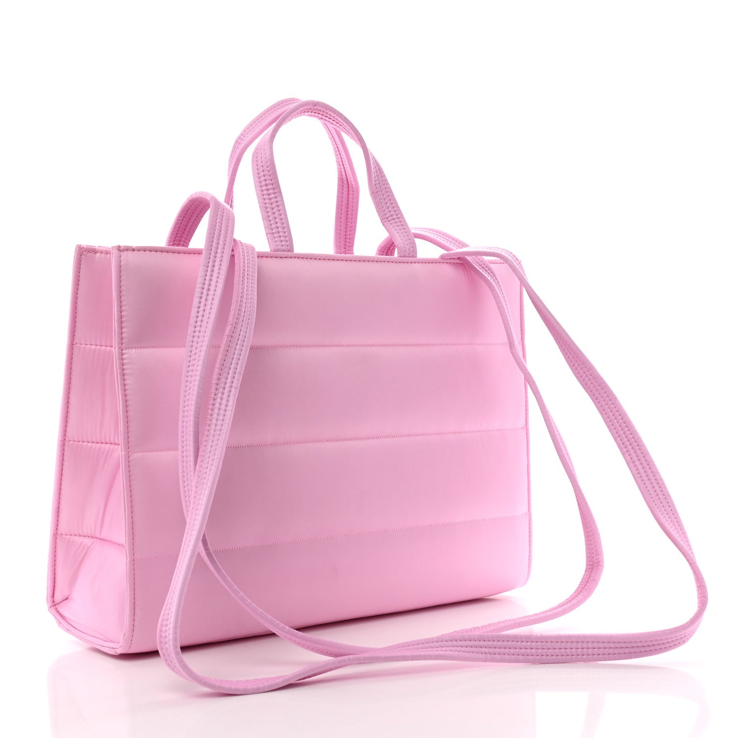 Nylon Medium Puff Shopping Bag Bubblegum