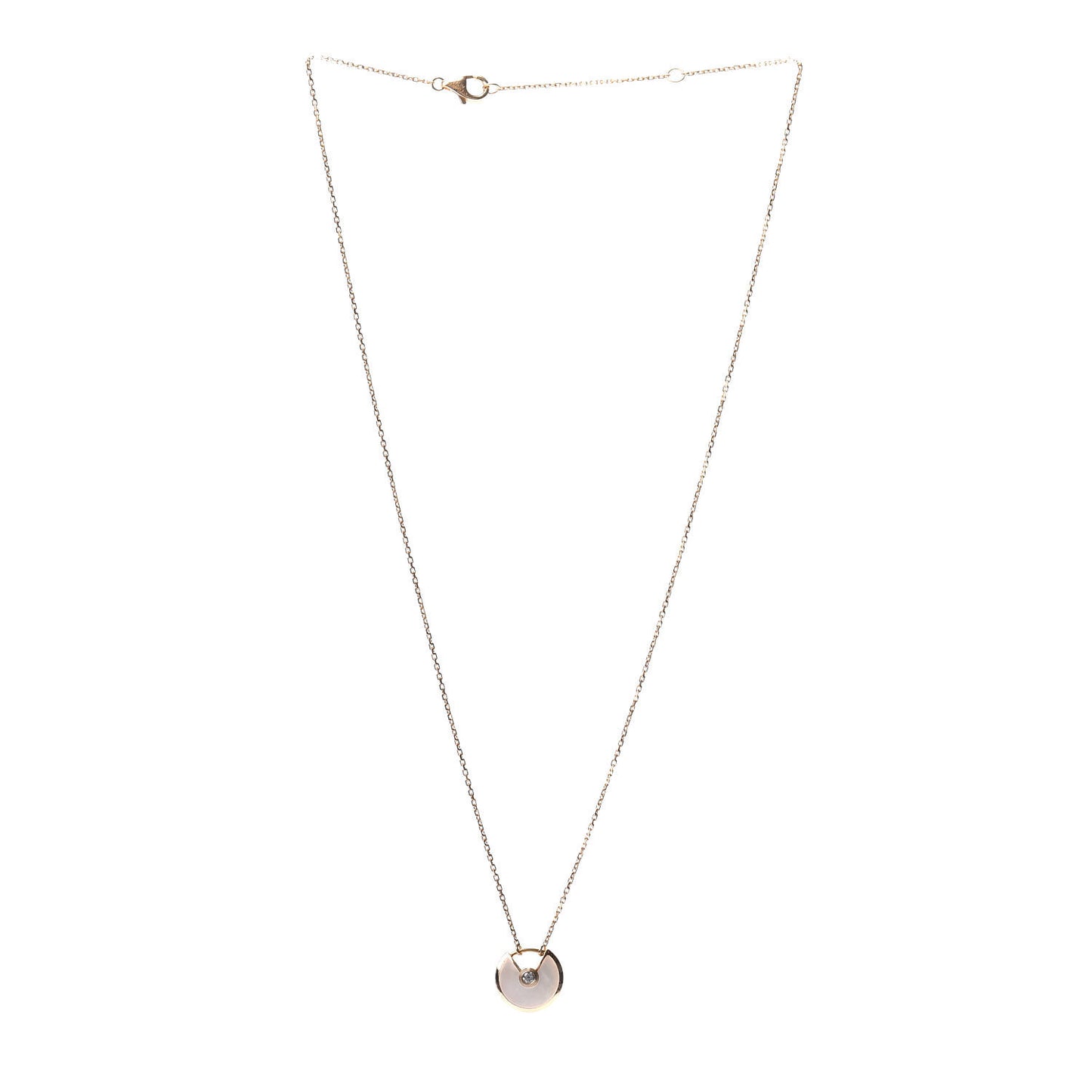 18K Yellow Gold Diamond Mother of Pearl XS Amulette de Cartier Pendant Necklace