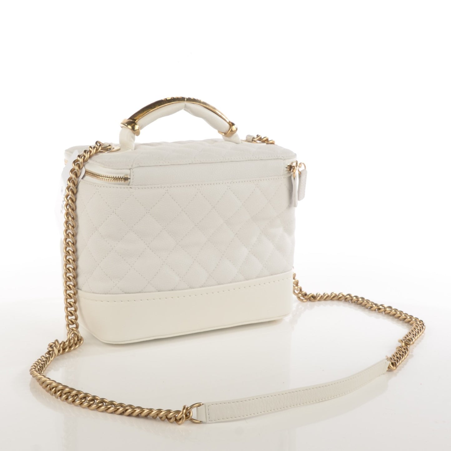 Iridescent Grained Calfskin Globe Trotter Vanity Case White