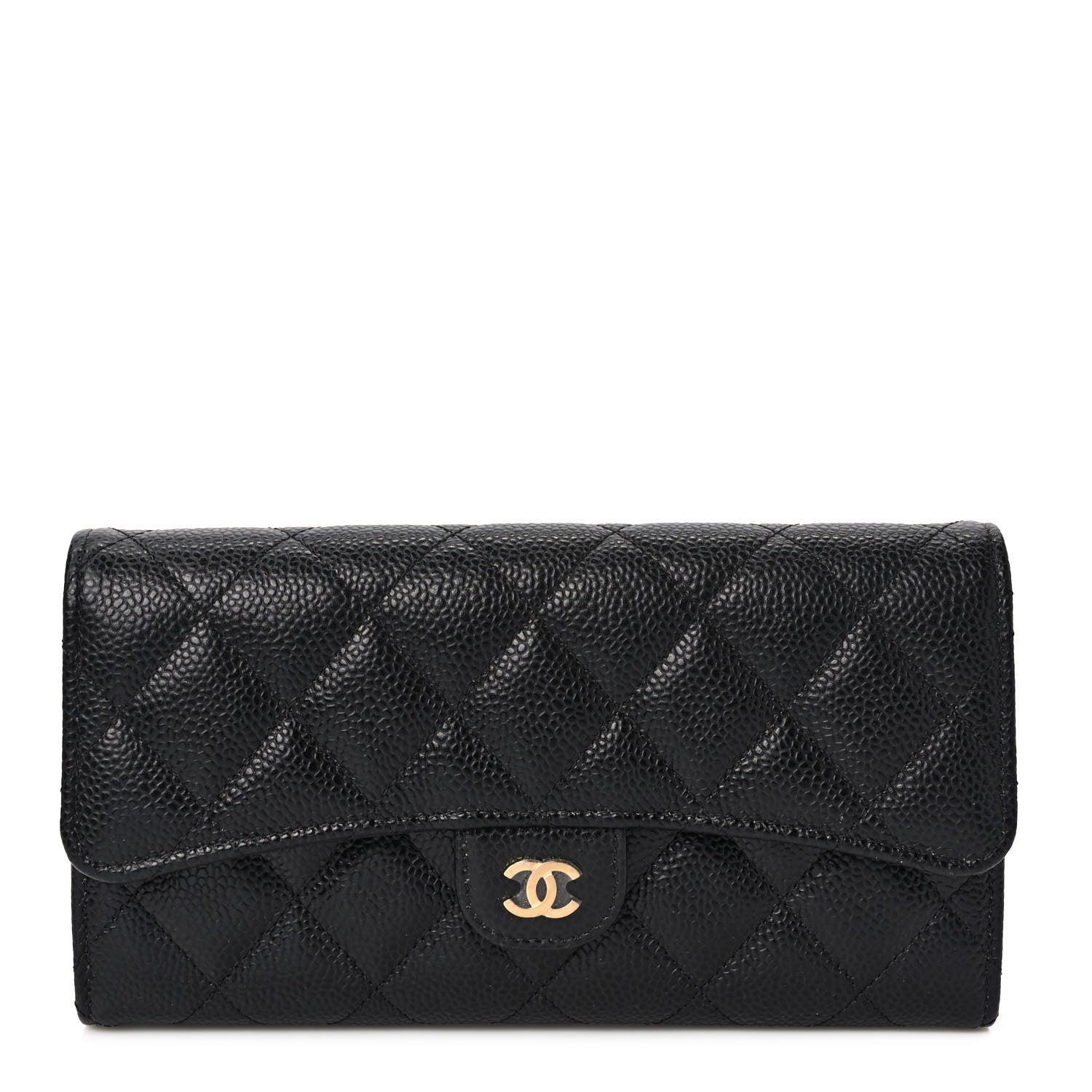 Chanel Caviar Quilted Large Gusset Flap Wallet Black 1 of 8