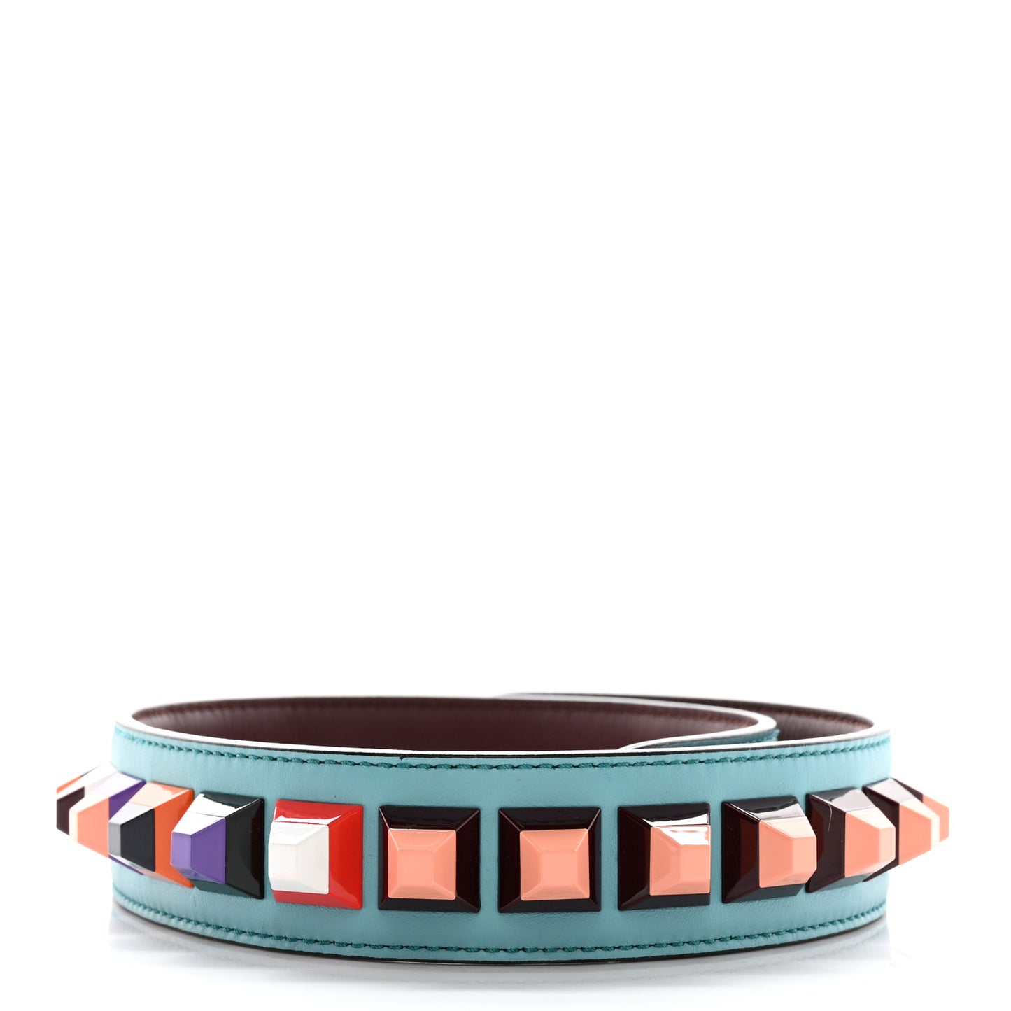 Vitello Dolce Plexiglass Bi-Color Studded Strap You Lagun Bordeaux Multicolor
