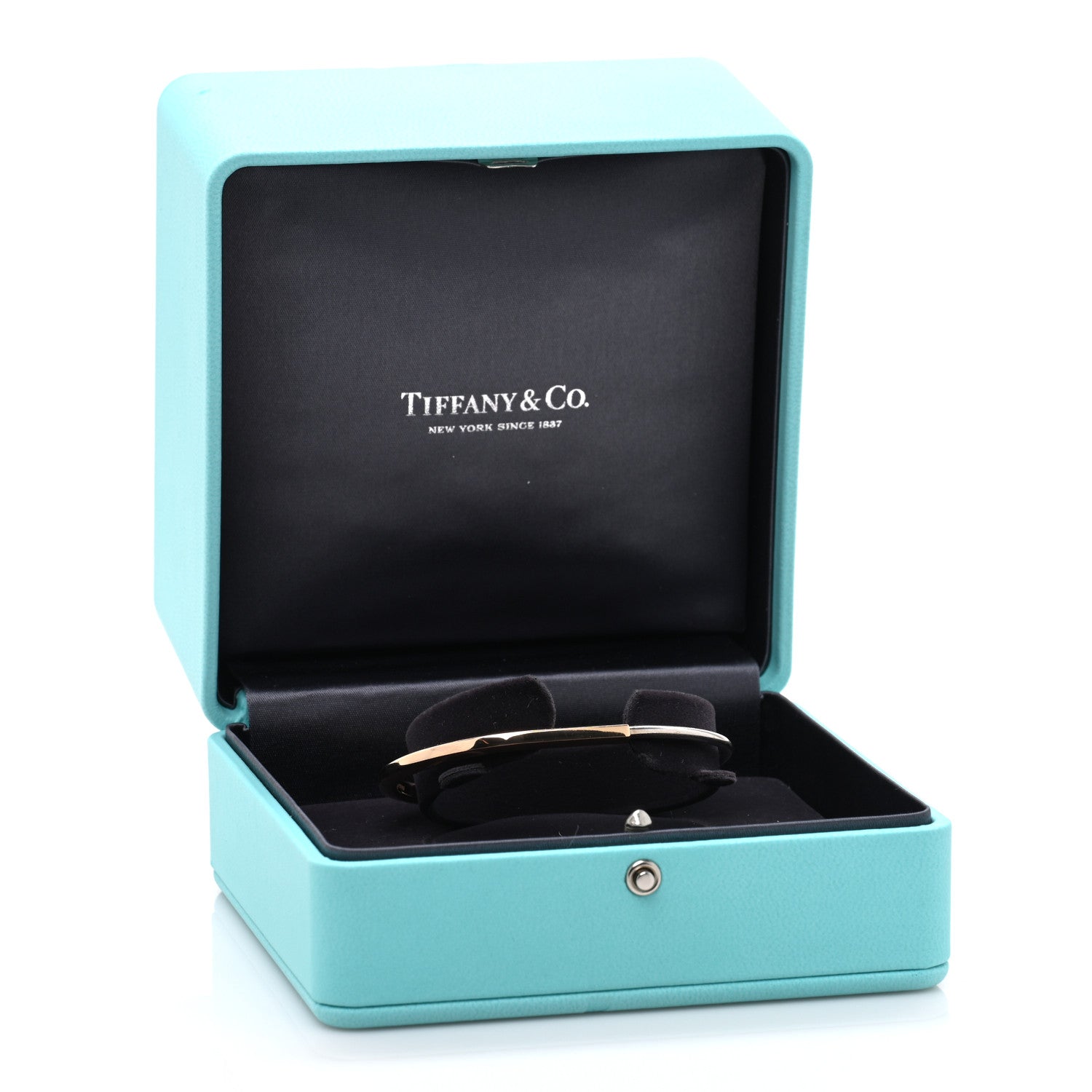 Tiffany 18K Rose White Gold Lock Narrow Bangle Bracelet 7 of 7