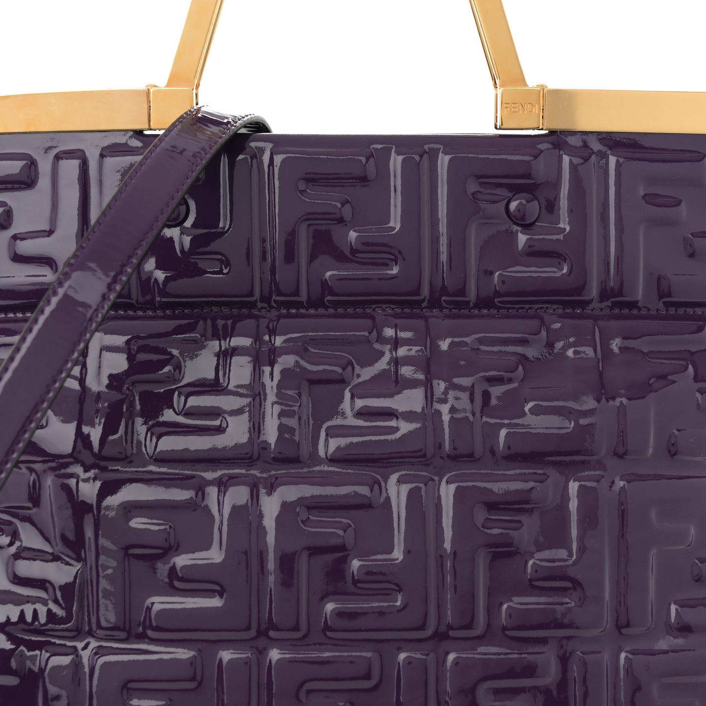 Patent FF 1974 Embossed Medium Shopping Flap Bag Purple