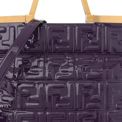 Fendi Patent FF 1974 Embossed Medium Shopping Flap Bag Purple 7 of 11