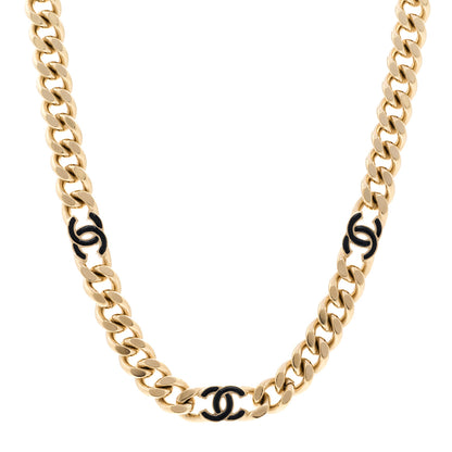 Chanel Metal Enamel Chain CC Choker Gold Black 1 of 6