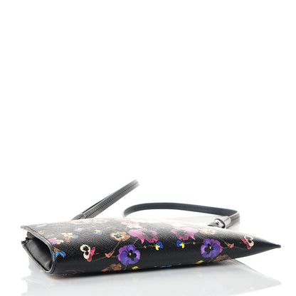 Givenchy Textured Coated Canvas Pansy Print Iconic Pouch Crossbody Black Multicolor 4 of 7
